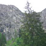 Blick zur Leiter am Schrofenpass